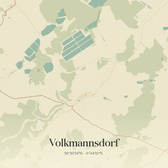 Fototapeta premium Vintage map of Volkmannsdorf, Germany.