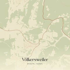 Vintage map of Volkersweiler, Germany.