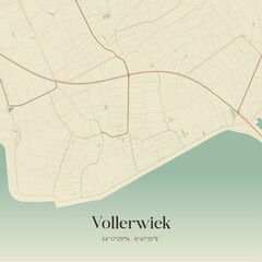 Vintage map of Vollerwiek, Germany.