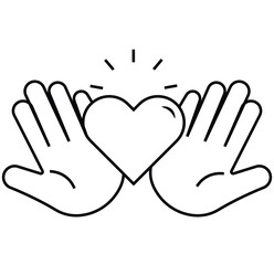 Obraz premium Vector set of hands holding heart icons, representing care, charity, and love. hands holding heart icons.