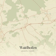 Vintage map of Waidhofen, Germany.