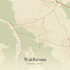 Vintage map of Waldbronn, Germany.