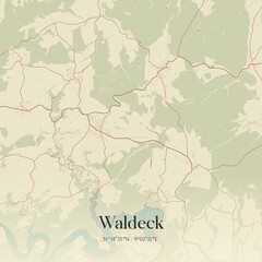 Fototapeta premium Vintage map of Waldeck, Germany.