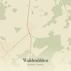 Vintage map of Waldmuhlen, Germany.