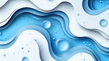 Abstract blue water waves paper cut background