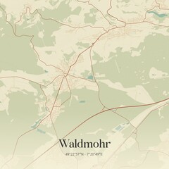 Vintage map of Waldmohr, Germany.