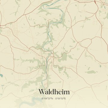 Vintage map of Waldheim, Germany.
