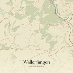 Fototapeta premium Vintage map of Wallerfangen, Germany.