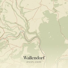 Fototapeta premium Vintage map of Wallendorf, Germany.