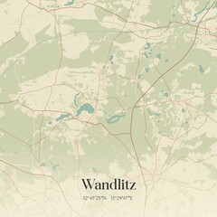 Vintage map of Wandlitz, Germany.