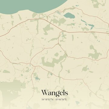 Vintage map of Wangels, Germany.