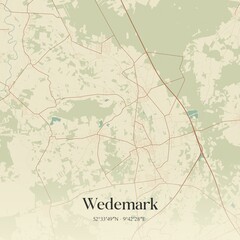 Vintage map of Wedemark, Germany.