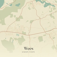 Vintage map of Wees, Germany.