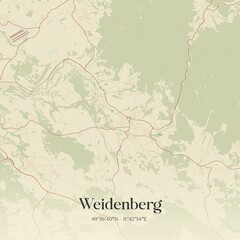 Fototapeta premium Vintage map of Weidenberg, Germany.