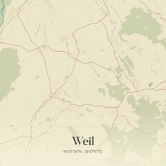 Vintage map of Weil, Germany.