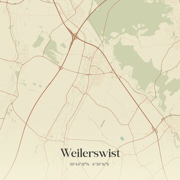Vintage map of Weilerswist, Germany.