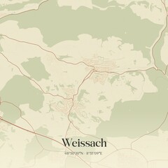 Obraz premium Vintage map of Weissach, Germany.