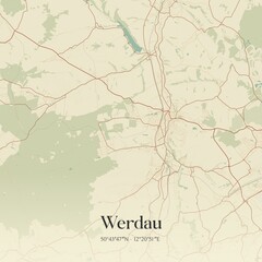 Vintage map of Werdau, Germany.