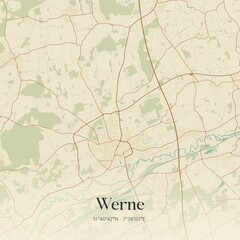 Vintage map of Werne, Germany.
