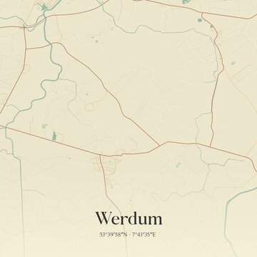 Vintage map of Werdum, Germany.
