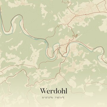 Vintage map of Werdohl, Germany.