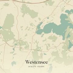 Vintage map of Westensee, Germany.
