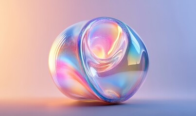 Iridescent shape, 3d render, Generative AI