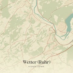 Vintage map of Wetter (Ruhr), Germany.