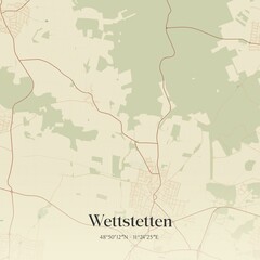 Vintage map of Wettstetten, Germany.