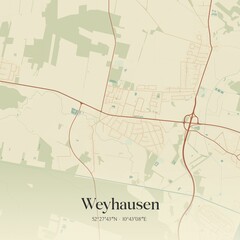 Vintage map of Weyhausen, Germany.