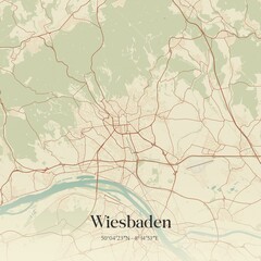 Vintage map of Wiesbaden, Germany.