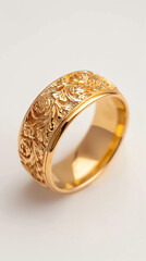Ornate Gold Ring with Intricate Design Showcasing Elegant Craftsmanship
