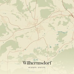Fototapeta premium Vintage map of Wilhermsdorf, Germany.