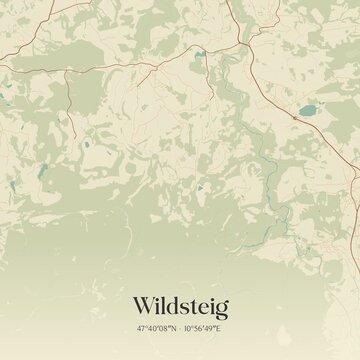 Vintage map of Wildsteig, Germany.