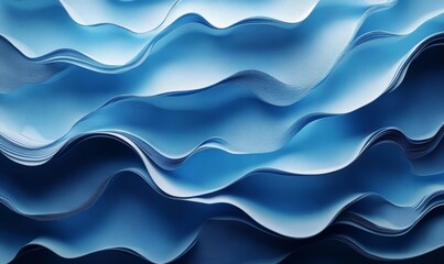 Fototapeta premium Abstract blue waves, geometric design, 3d render, Generative AI