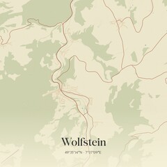 Vintage map of Wolfstein, Germany.