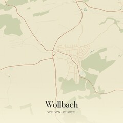 Vintage map of Wollbach, Germany.