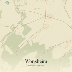 Vintage map of Wonsheim, Germany.