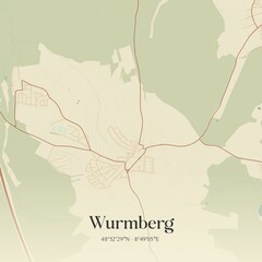 Fototapeta premium Vintage map of Wurmberg, Germany.