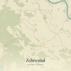 Obraz premium Vintage map of Zehrental, Germany.