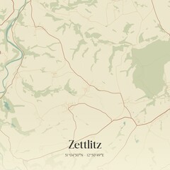Vintage map of Zettlitz, Germany.