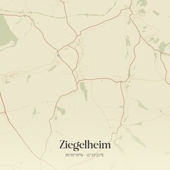 Fototapeta premium Vintage map of Ziegelheim, Germany.