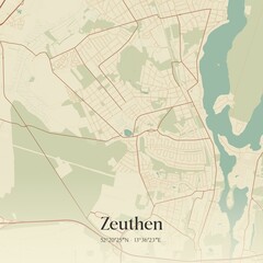 Vintage map of Zeuthen, Germany.