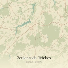 Vintage map of Zeulenroda-Triebes, Germany.
