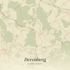 Vintage map of Zierenberg, Germany.