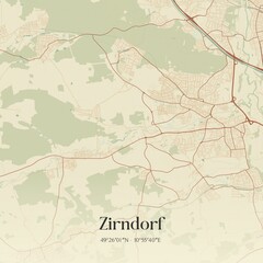 Vintage map of Zirndorf, Germany.
