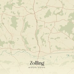 Vintage map of Zolling, Germany.