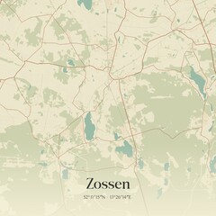 Vintage map of Zossen, Germany.