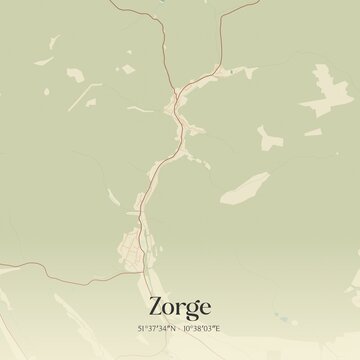 Vintage map of Zorge, Germany.