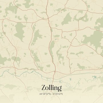 Vintage map of Zolling, Germany.